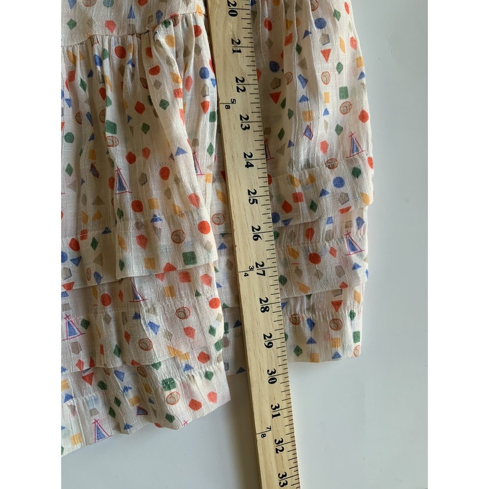 Maeve Womens Shirt Small Boho Tiered Geometric Cottage Button Up Tunic Peasant - Picture 5 of 8